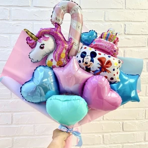 Крафтовый букет из шаров Happy Birthday