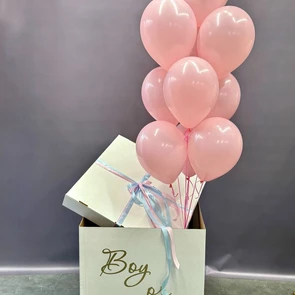 Белая коробка с шарами «Boy or Girl? Гендер пати»